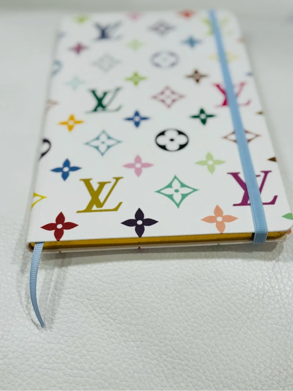 Louis Vuitton Multicolor Monogram Notebook New with Light Blue Elastic